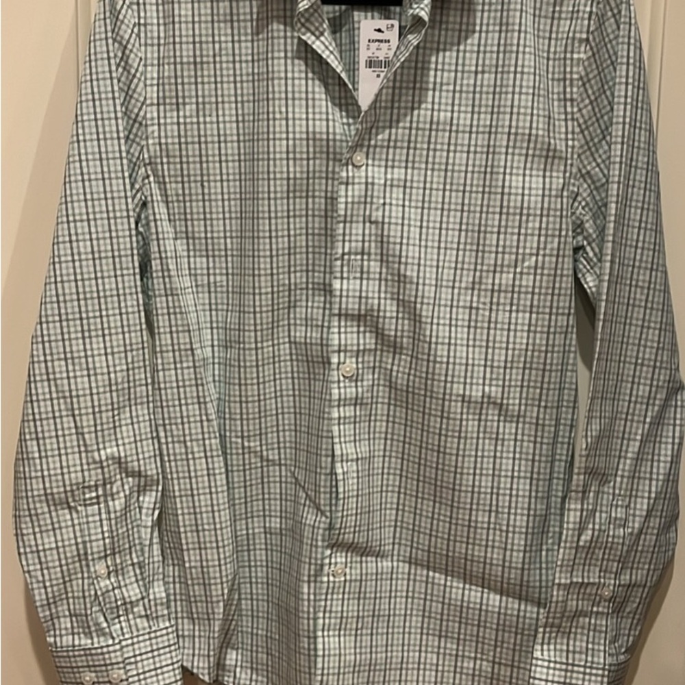 Express Men's Green Plaid Button Down Shirt
